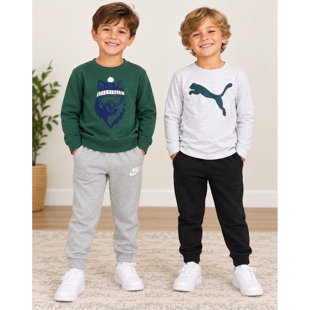 Nike Puma Boys Size 6 4pc Outfit Bundle Joggers Sweatshirt Long Sleeve